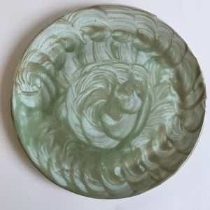 Art Pottery 11" Browns Pottery Platter Montana Rich Green Glaze 1998 Signed